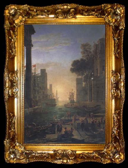 framed  Claude Lorrain Port of Ostia with the Embarkation of St Paula (mk17), ta009-2